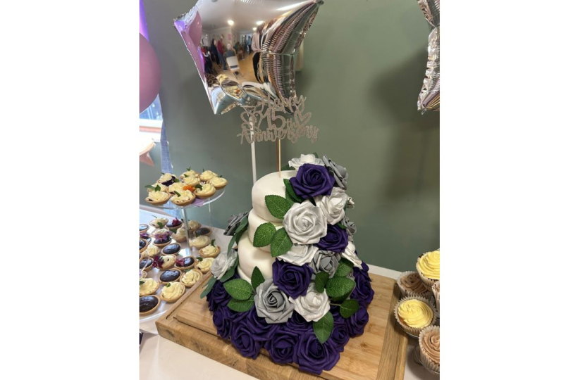 Celebration cake at Croft Meadow care home