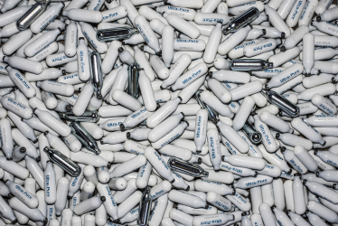 Nitrous Oxide canisters (stock photo)